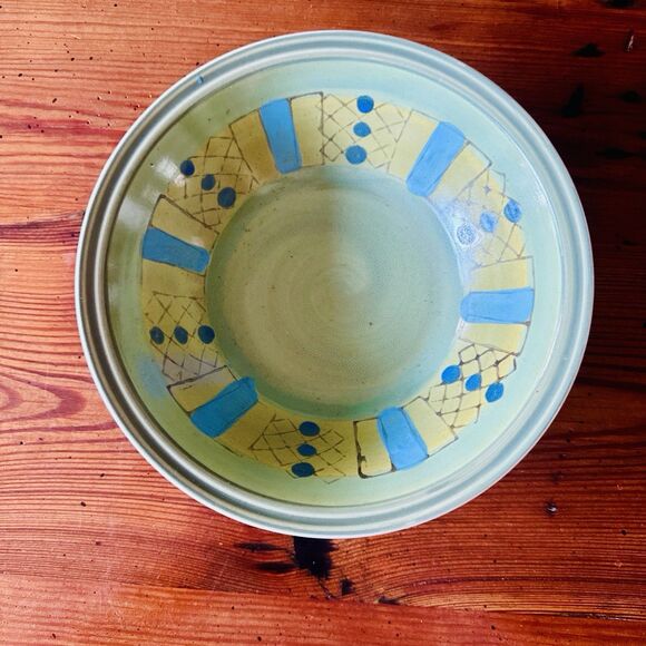 Noritake Sharlene 4104 Hand Painted Serving Bowl Green Blue - Picture 2 of 8